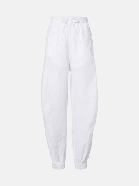 Cotton-blend barrel-leg pants
