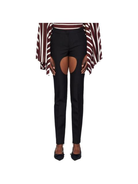 Black Cutout Point Skinny Trousers