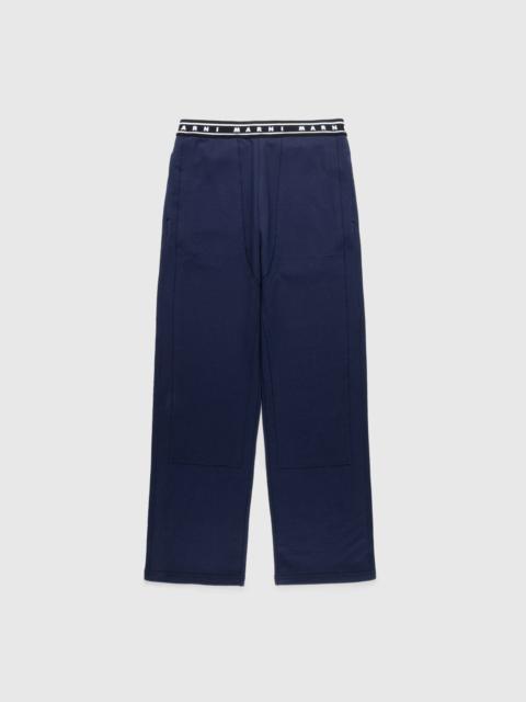 Marni – Elastic Waistband Trousers Blue Kyanite