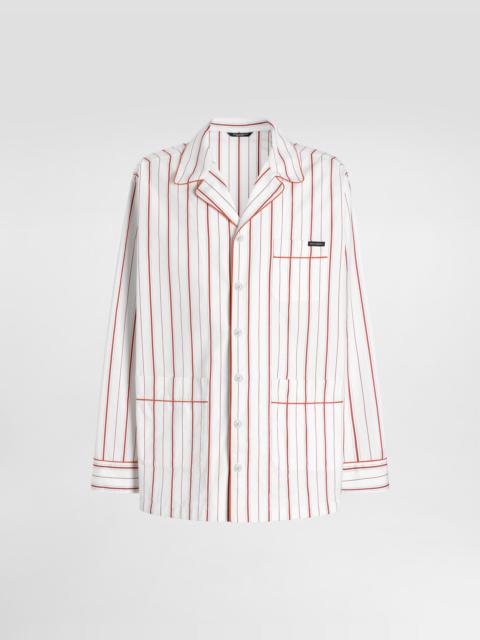 Striped poplin vanity robe