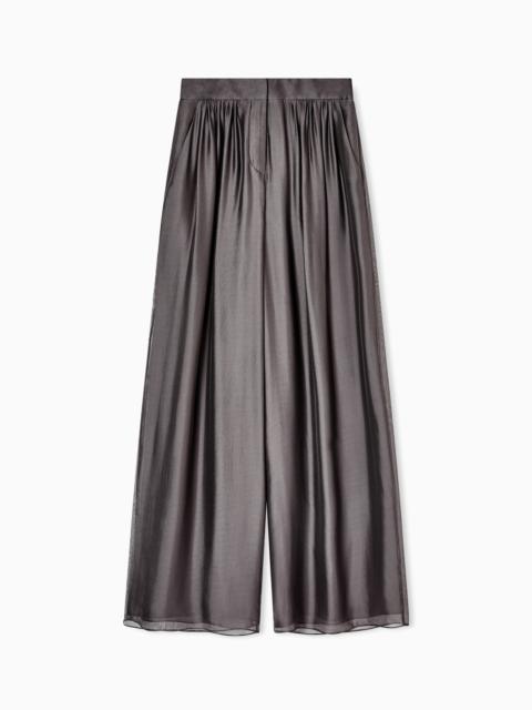 TROUSERS WITH PLEATS IN VISCOSE AND SILK ORGANZA