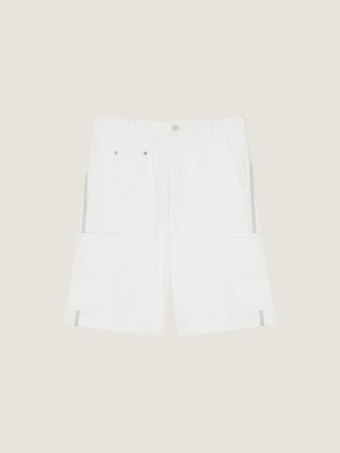 CARGO BERMUDA SHORTS IN HERRINGBONE DENIM