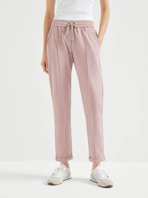 Stretch cotton lightweight French terry track trousers with monili