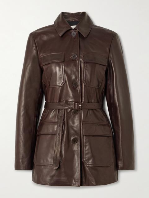 Ramona Belted Paneled Leather Jacket