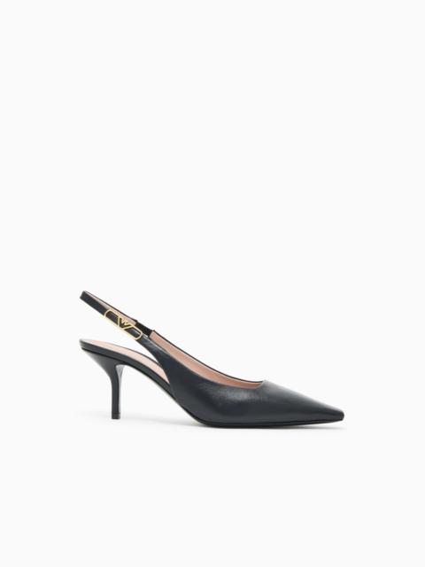 Nappa-leather slingback court shoes with eagle plate