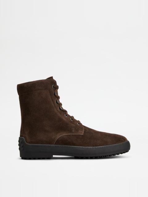WINTER GOMMINO ANKLE BOOTS IN SUEDE - BROWN