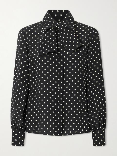 Tie-detailed Polka-dot Silk Crepe De Chine Shirt
