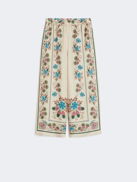Printed silk twill trousers - IVORY
