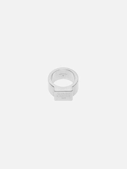 Logo engraved signet ring - Semi matt silver
