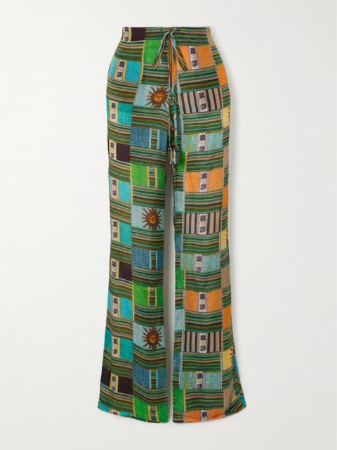 Tara Printed Cotton-blend Straight-leg Pants