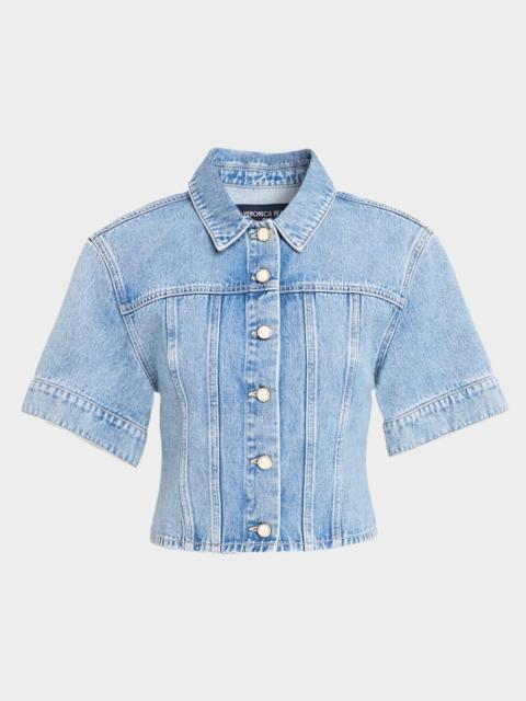 Malcom Short-Sleeve Cropped Denim Jacket