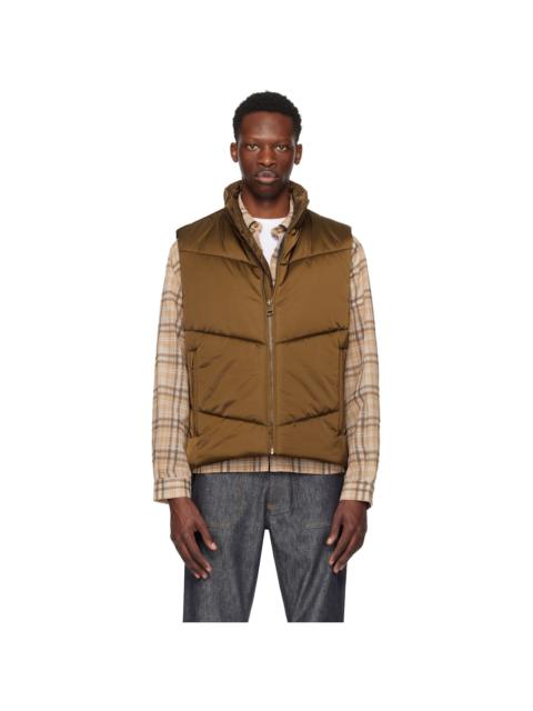 Brown Water-Repellent Padded Satin Vest