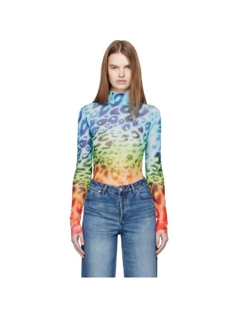 Multicolor Long Sleeve Printed Mesh T-shirt