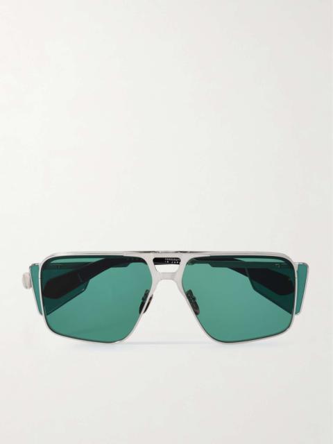 + Valentino Rossi Assen Aviator-Style Silver-Tone Sunglasses