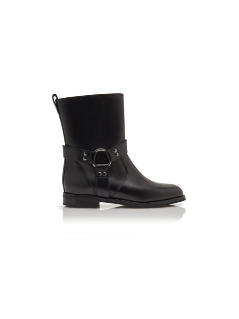 Black Calf Leather Ankle Boots