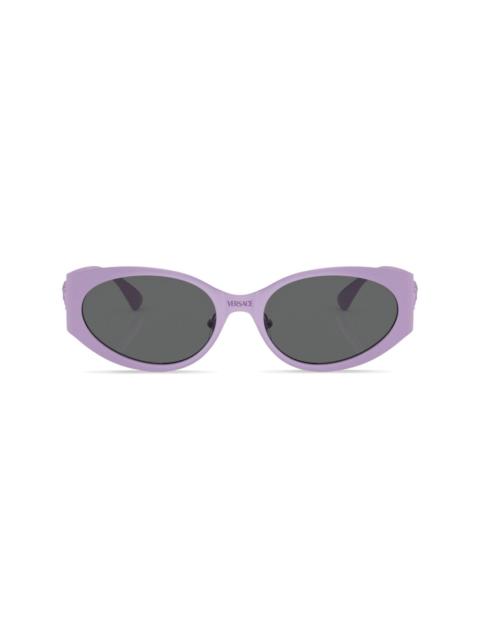 logo-plaque oval-frame sunglasses