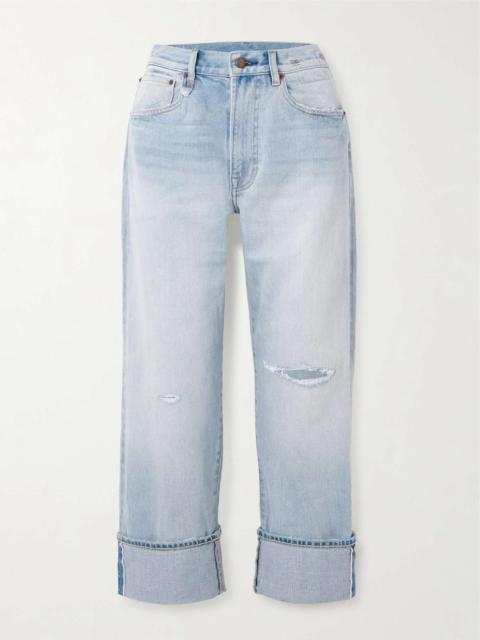 Cuffed X-BF distressed low-rise straight-leg jeans Light denim