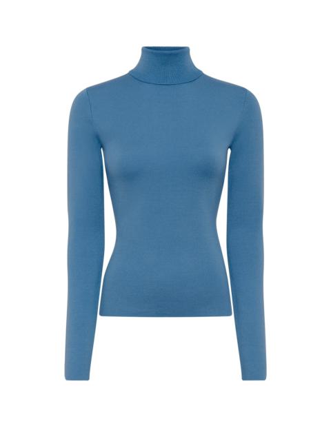 May Knit Turtleneck in Sky Merino Wool Cashmere
