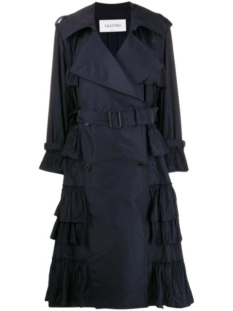 double-breasted pleated trench coat