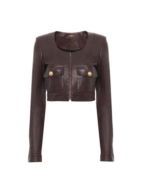 CROPPED CHASSEUR JACKET IN LEATHER