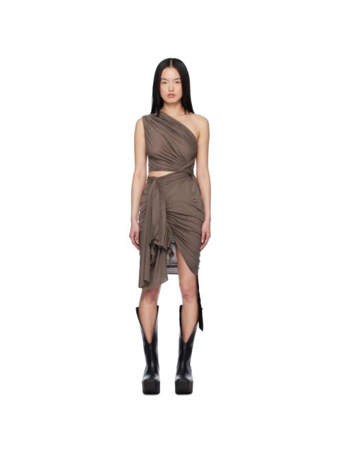 Brown Hollywood Cotton Gauze Jersey Fog Minidress