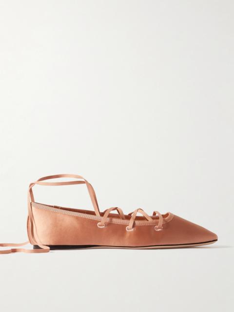 Louisa Lace-up Satin Ballet Flats