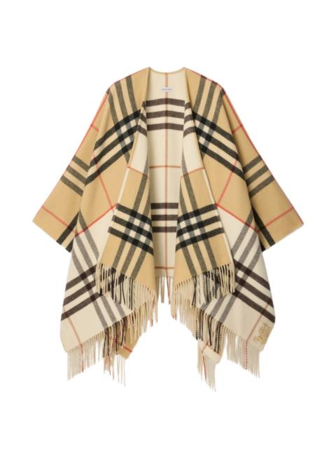 checked fringed cape