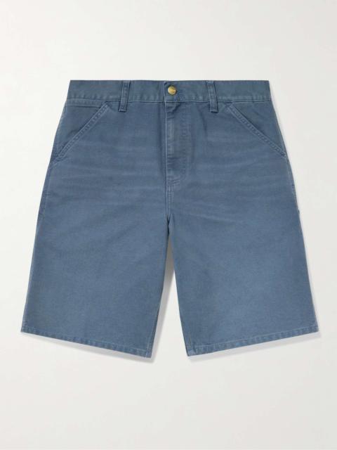 Single Knee Straight-Leg Organic Cotton-Canvas Shorts
