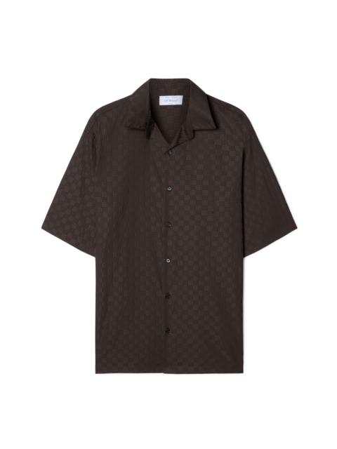 Chocolate Jacquard Check Bowling Shirt
