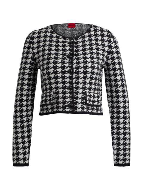 CROPPED CARDIGAN IN A HOUNDSTOOTH COTTON BLEND