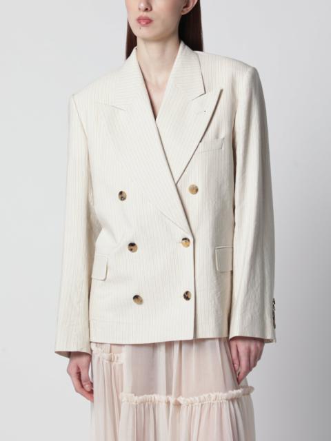 Écru oversized double-breasted jacket by Dries Van Noten