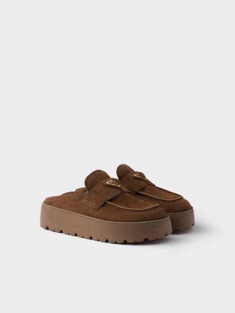Suede flatform mules