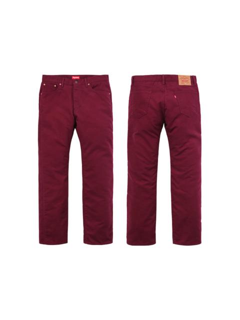 Supreme Levis Moleskin 505 Jean Burgundy