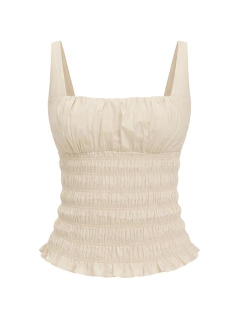 Jeanette shirred ruffle top