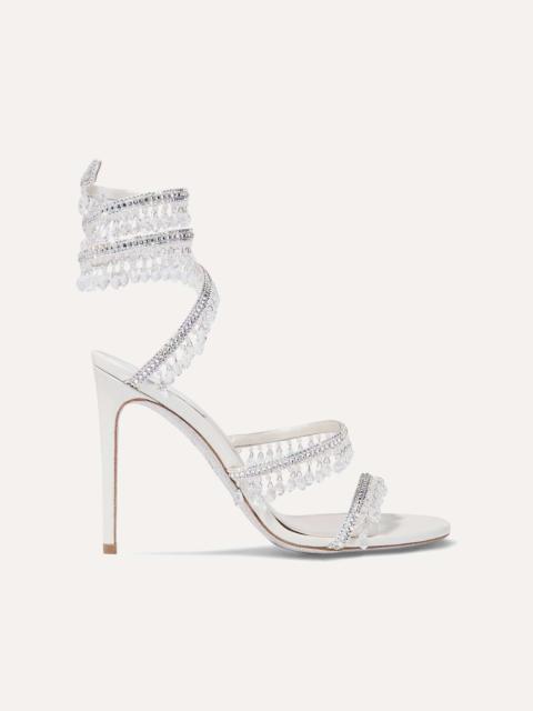 Cleo embellished satin and leather sandals