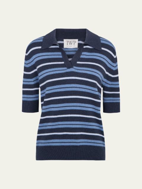 Slightly Oversized Striped Cashmere Polo