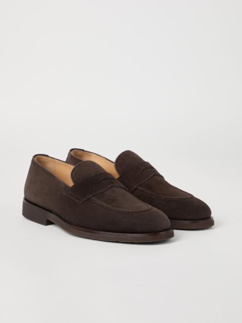 Suede penny loafers