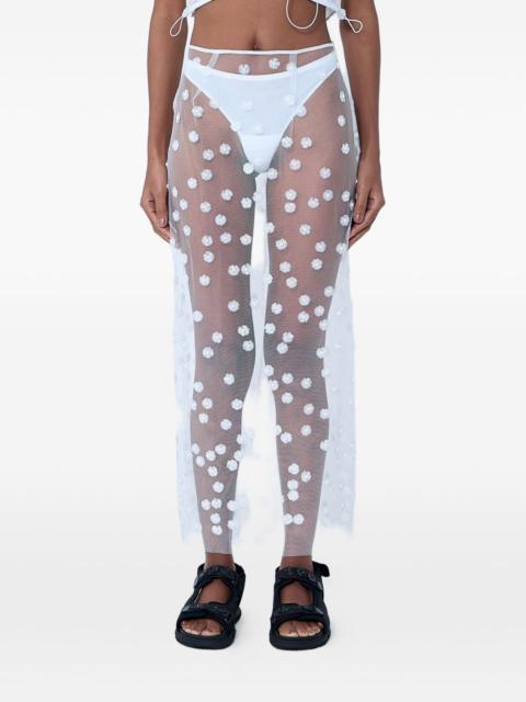 floral-appliqué maxi skirt