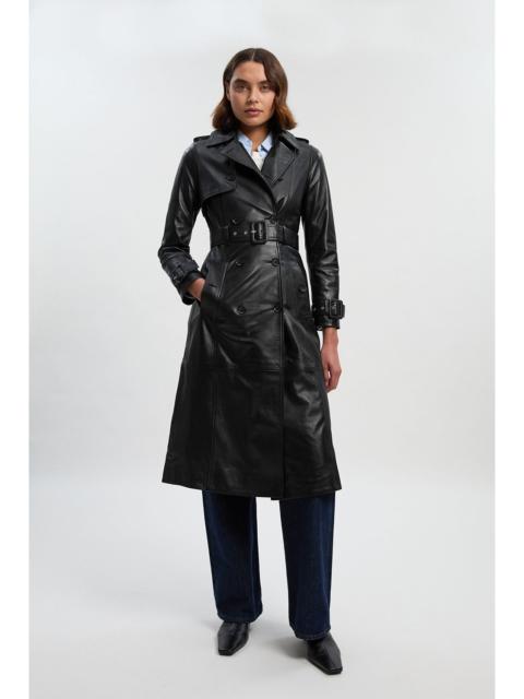Leather Trench Belted Mac Midi Coat