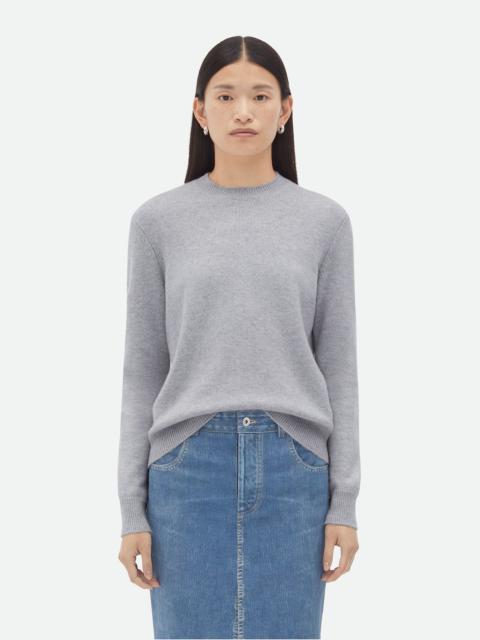 Cashmere Jumper With Intrecciato Leather Patches