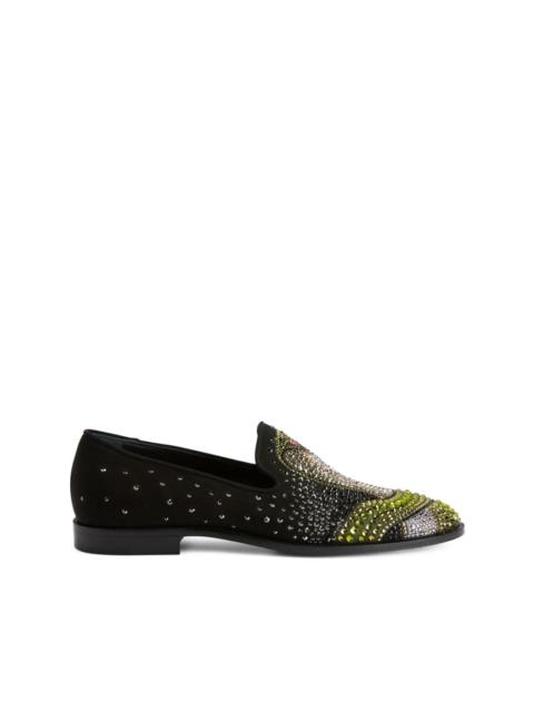 Python crystal-embellished loafers