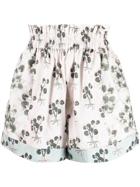 floral-print smocked-waist shorts