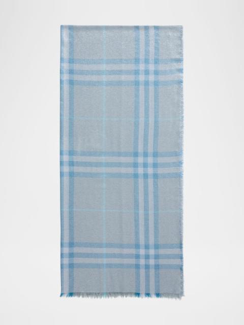 Metallic Giant Check Wool Scarf
