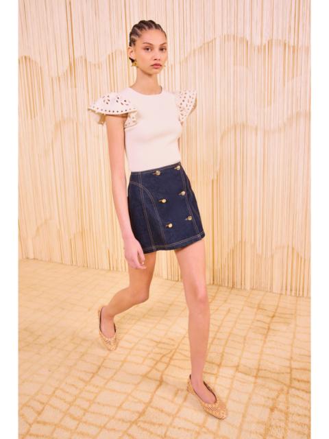 Edith Ruffle Sleeve Knit Top