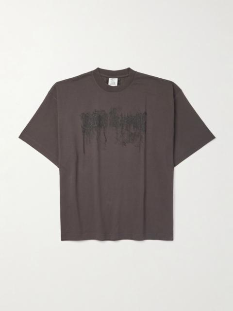 Oversized Logo-Print Cotton-Jersey T-Shirt Brown