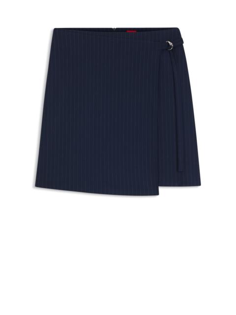 PINSTRIPE PENCIL SKIRT WITH BELT