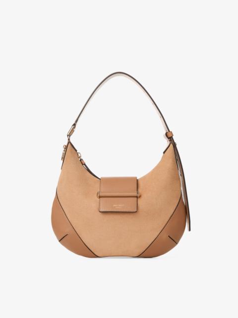 Bar Hobo Small
Toffee Suede Shoulder Bag with Biker Leather Trim