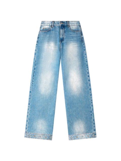 rhinestone-embellishment straight jeans
