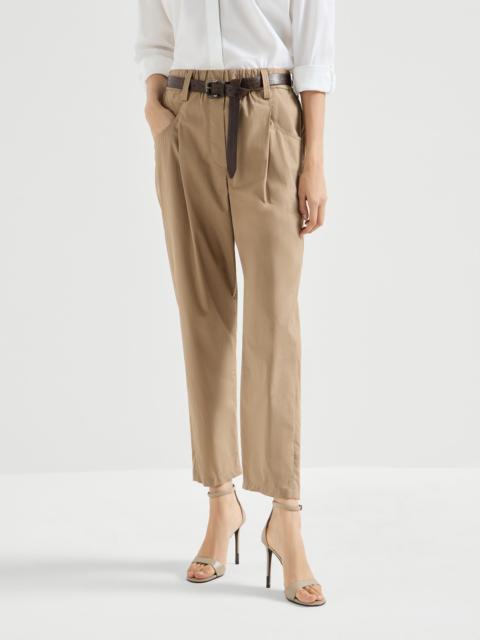 Lightweight poplin five-pocket track trousers with monili