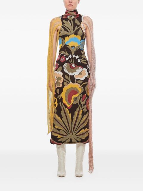 floral jacquard knit dress